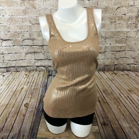 Express Tops - NWOT Express gold sequin tank top size small